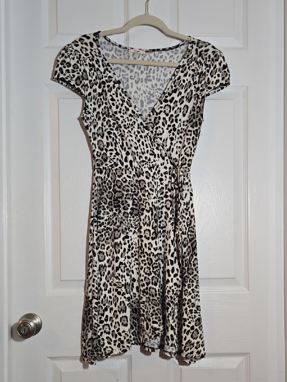 Miami Leopard-Print Mini Dress in Cream and Black Size Small